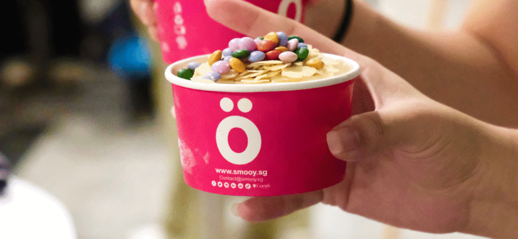 frozen yogurt near me Singapore cup with fresh fruit toppings